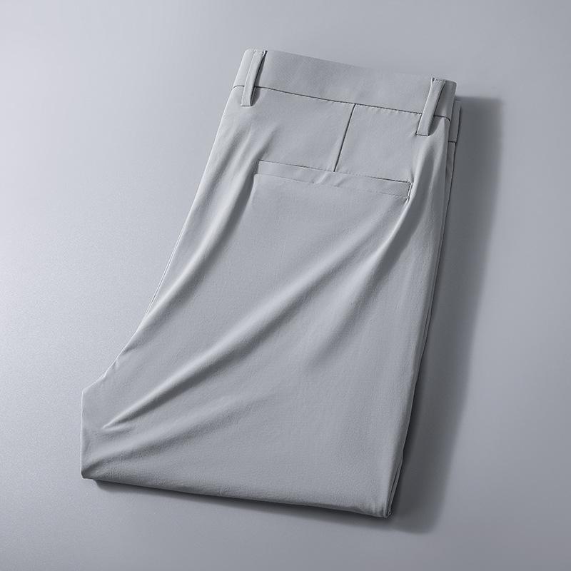 Summer Thin High Elasticity Straight Leg Business Casual Pants for Men with A Simple Hanging Feel