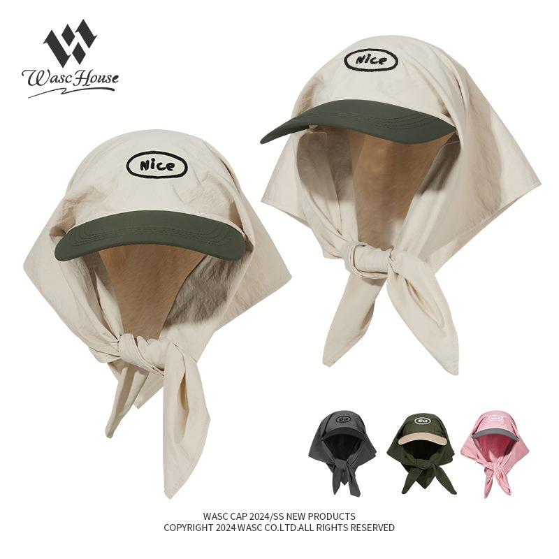 New Color Matching Headscarf Strap Cap Personalized Women's Summer Trend Fashion Letter Embroidery Sunscreen Hat