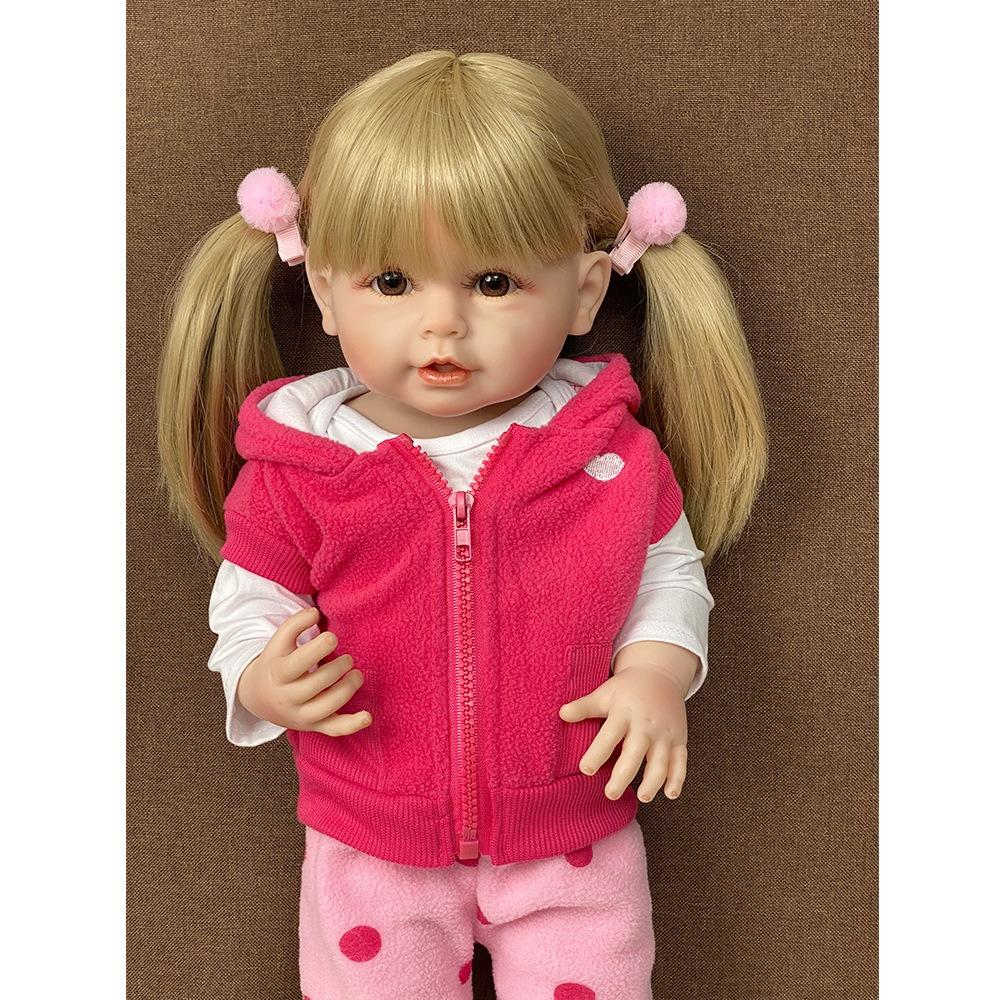 Realistic Reborn Baby Girl Dolls Betty Raya Pasted Wig Hair Simulation Doll 55cm Full Silicone Body Bathing 22 Inch Collection Art Doll Baby Play Toys