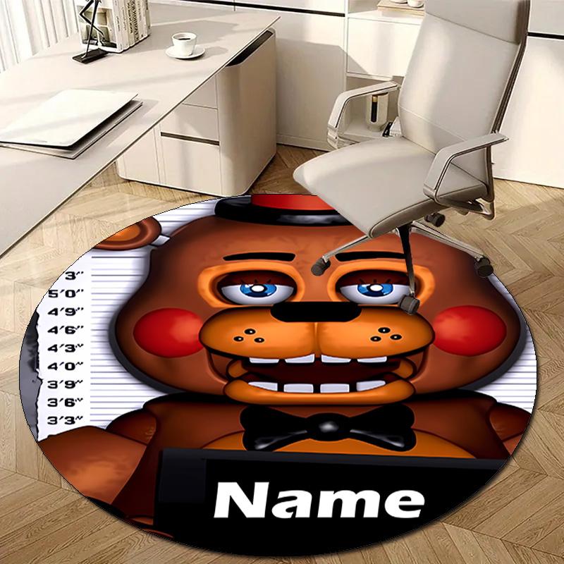 Personalized F-Freddy bear Round Chair Office Rug - Perfect for Mat, Office Chair & More - Ideal Gift for Birthdays and Holidays