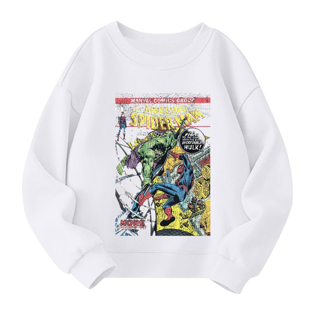 Boys and girls round neck plus velvet pullover printed top sweatshirt