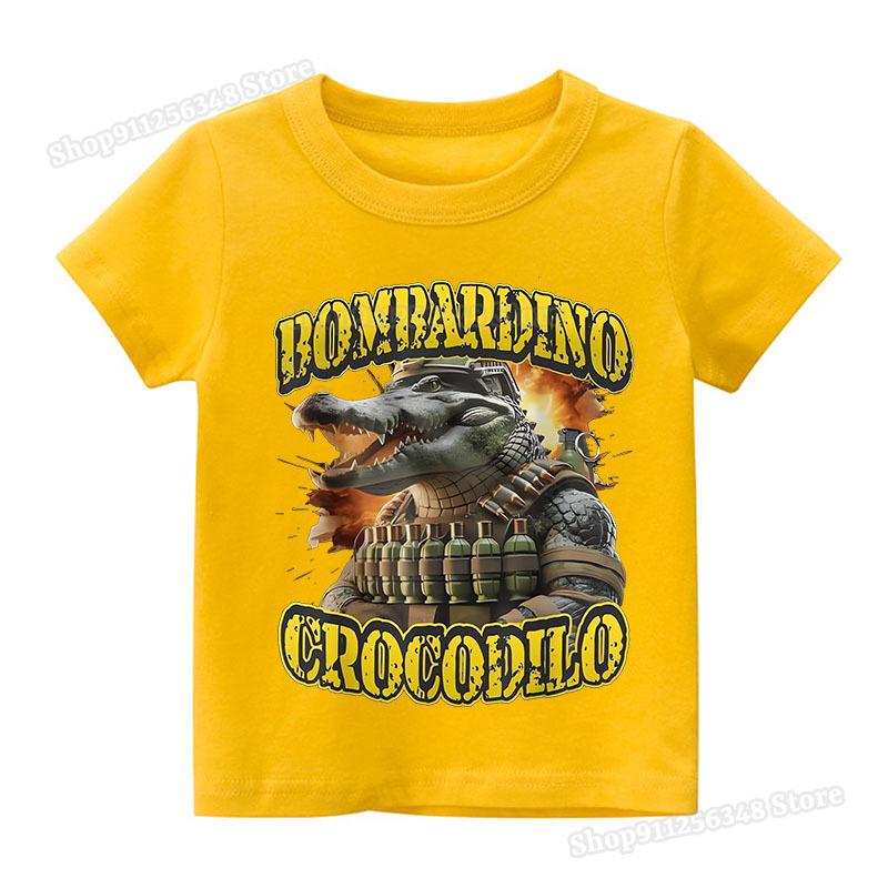 Italian Brainrot Cotton T-shirt Kids Clothes Boys Girls Funny Tops Tung Tung Sahur Ballerina Cappuccino Print Tees Streetwear