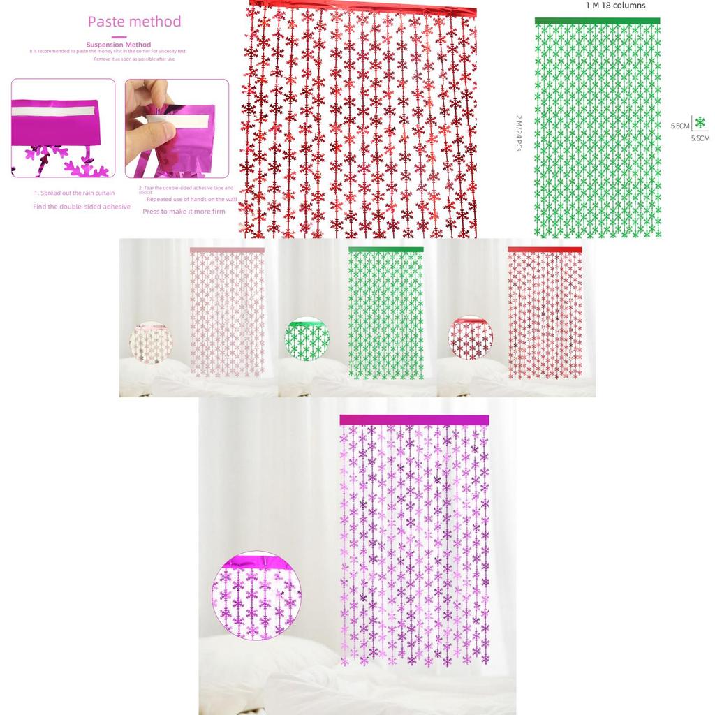 Elegant 2 Meter Snowflake Rain Curtain In Vibrant Colors For Holiday Decor