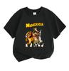 Kids Boys Girls Crew Neck Short Sleeve T-Shirt, 100% Cotton Madagascar Cartoon Animal Print Casual Tees for Children Daily Wear Tops, Lightweight Soft