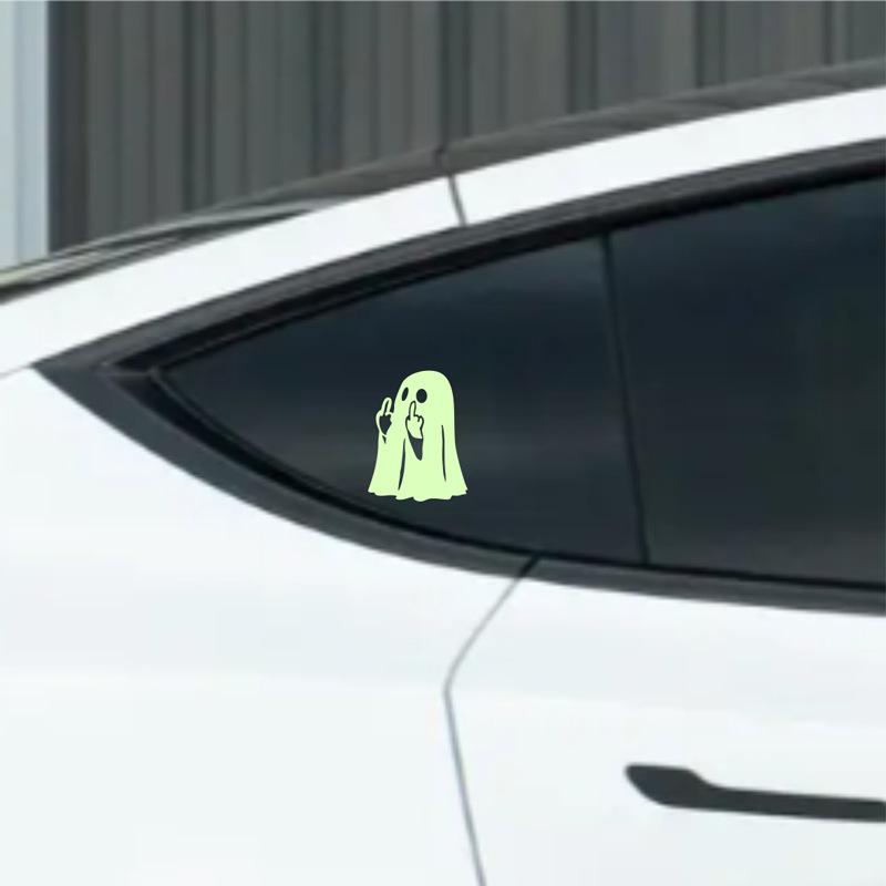 Car Luminous Ghost Car Sticker Cute Fun, Electric Motorcycle Funny Halloween Pattern Decoration Sticker