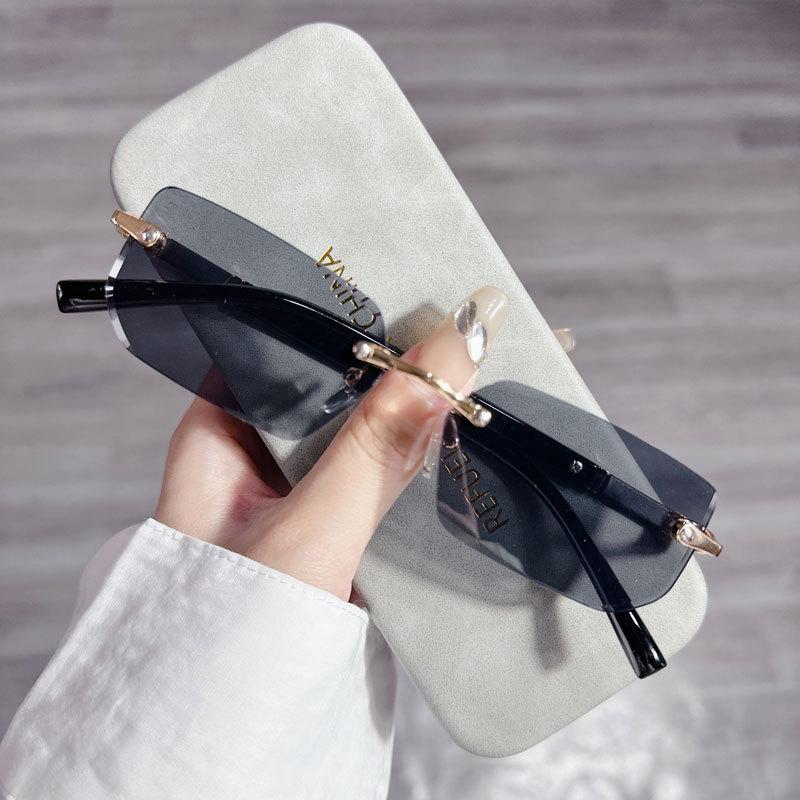 Luxury Rimless Sunglasses UV400 Protection Fashionable Retro Design for Holiday Vacation Fishing Cycling Personalized Sunnies