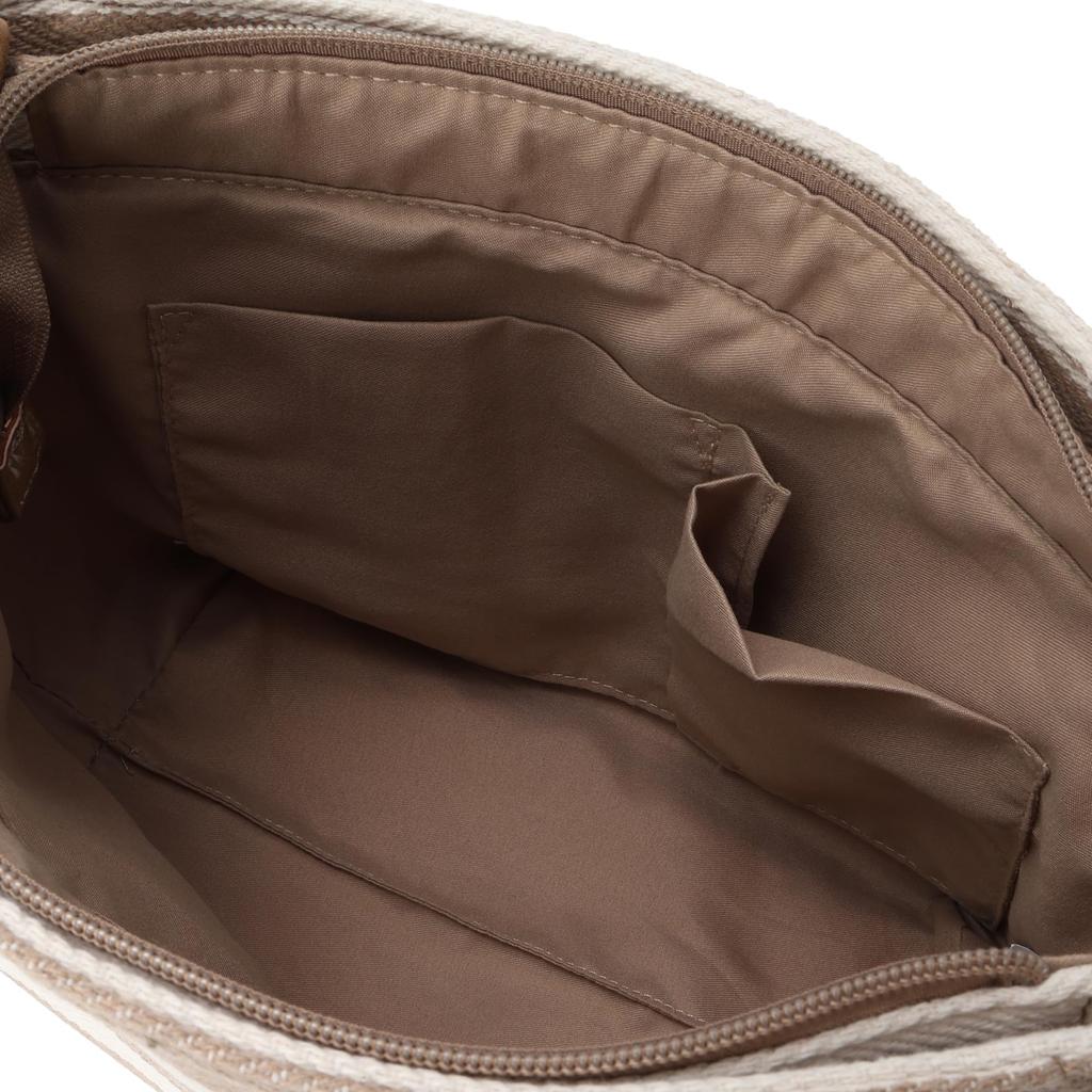 VASKA by moz Women's Shoulder Bag, Horizontal, Cotton, Striped, Elk, Deer, Veska, Nordic, VM6-226, Beige