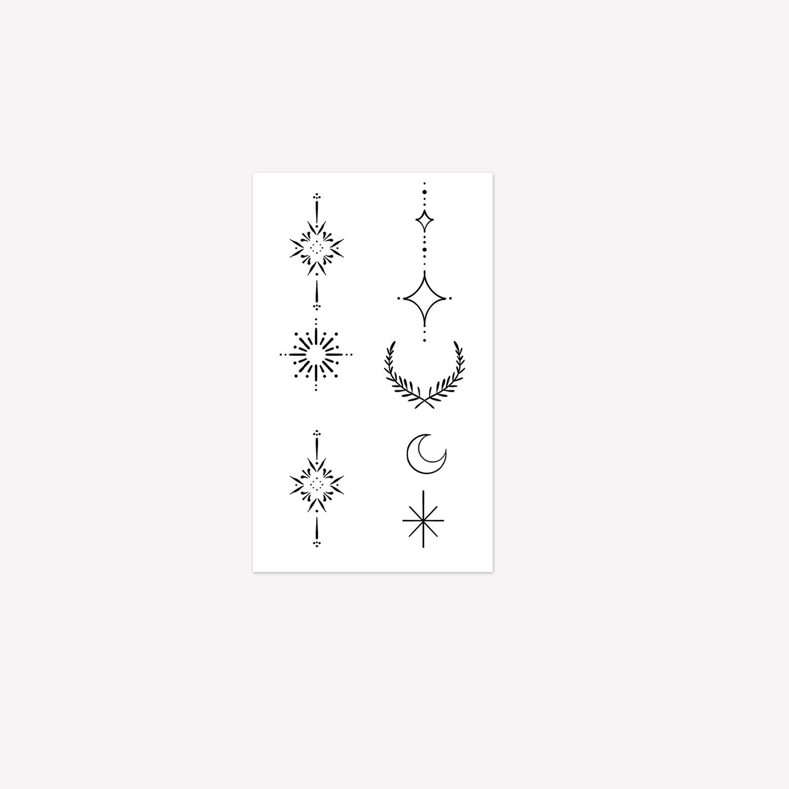 Fireworks Star Moon Finger Tattoo Sticker, Waterproof And Long-Lasting, Personalized Knuckle Style, Simulated Tattoo Sticker 6*10