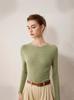 2025 Autumn New Arrival: Korean Style Slim Fit Ladies' Striped Wool Sweater with Round Neck