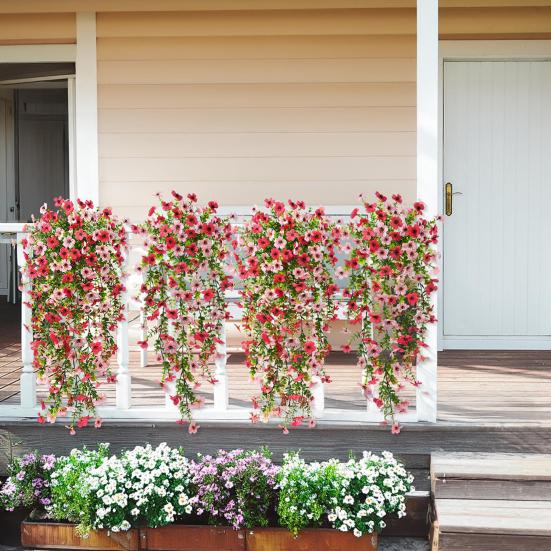 1/2/3/6Pcs Hanging Artificial Violet Flower UV Resistant Realistic Fake Flower Wedding Party Indoor Outdoor Garden Wall Hanging Faux Flower Decoration