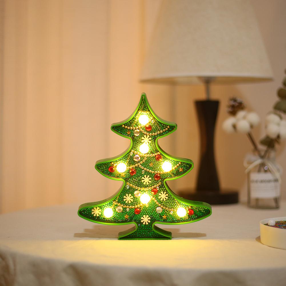 DIY Diamond Painting LED Night Light Christmas Snowman Table Lamp 25x14cm