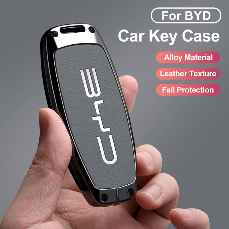 Zinc Alloy Leather Car Key Bag For Byd Second-Generation Song Pro, Tang Dm, Qin Plus Max, Yuan Dynasty, Atto, Han Ev, Dolphin