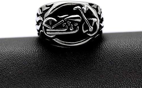 Uloveido Men's Black Titanium Steel Biker Ring Flame Motorcycle Ring for Men Dad Birthday Father's Day Gift Y510