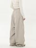 Unisex Retro Pleated Parachute Cargo Pants with Velvet Wide Legs
