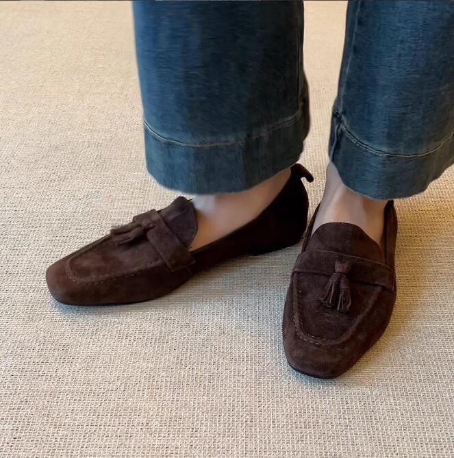 

Women Flats Loafers Shoes Genuine Leather Designer Retro Shoes Versatile Comfortable Casual Flats Women Mary Jane Shoes 35