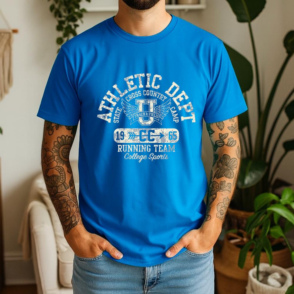 100% Cotton Short Sleeve T Shirt Retro College Sports Track And Field Wing Graphic Print Breathable Casual Daily Tees