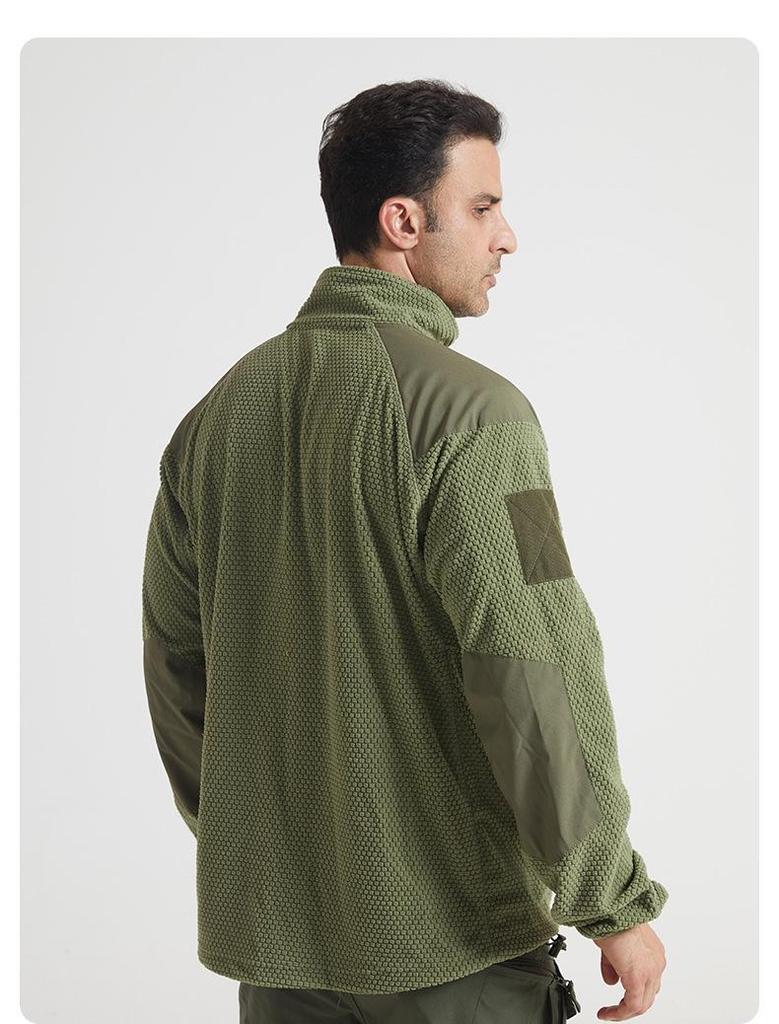Herren Taktische Fleece Kapuzenjacke mit Stehkragen