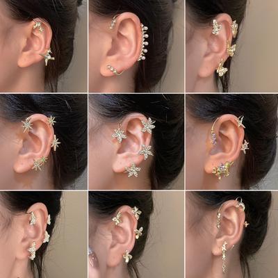 Fashion Tassel Chain Zircon Ear Clip Women Girls Shiny Non Piercing Butterfly Ear Cuff Party Jewelry Accessories Gifts