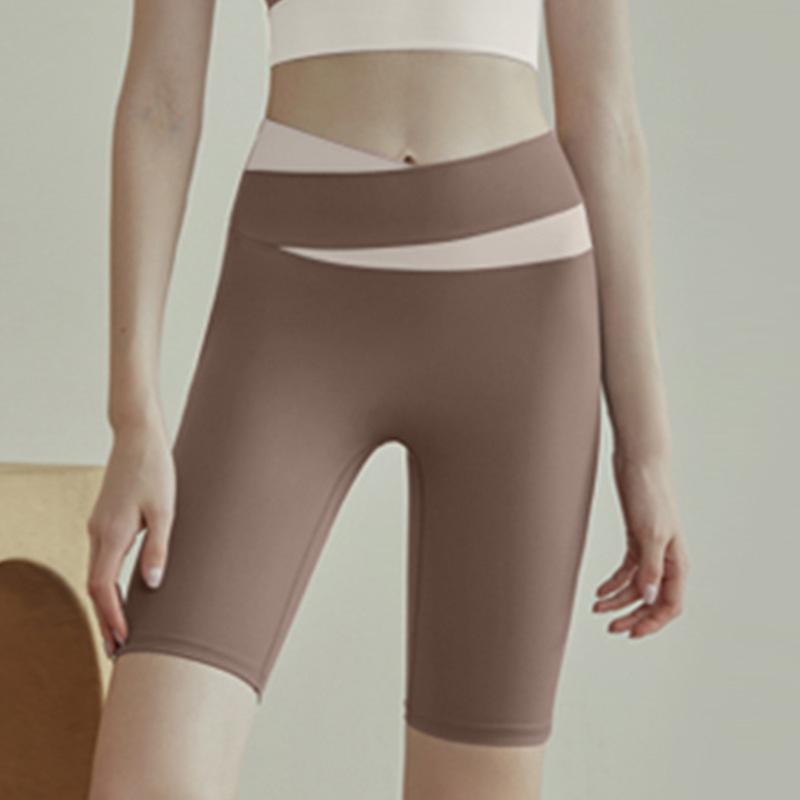 Workout Sports No Camel Toe High Waist Tummy Control Peach Butt Lifting Tight Cross Womens New Biker Yoga Shorts
