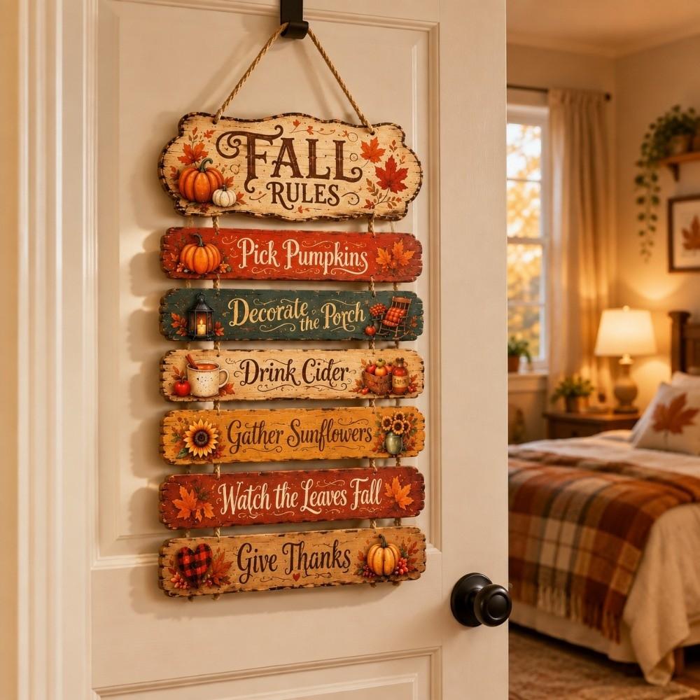2D Flat Autumn Harvest Sign Decorative Fall Theme Wall Hanging Plaque Home Decor