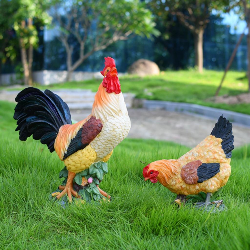 Solar Chicken Statue Resin Hen Yard Farmhouse Style for Landscape Display