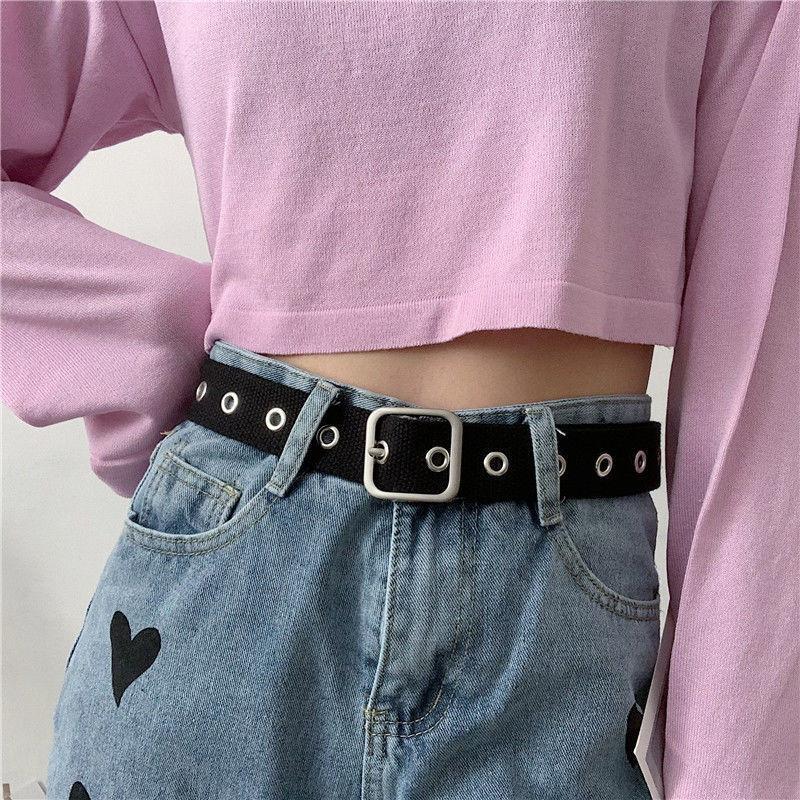

Versatile Adjustable Canvas Belt For Unisex Fashion With Minimalist Square And Heart Designs Perfect For Denim And Summer Looks StyleD