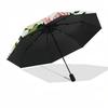 1pc Roses Floral Pattern Automatic Folding Umbrella - 8-Rib Durable Iron Frame, Compact Portable for Daily Travel Yy251205075