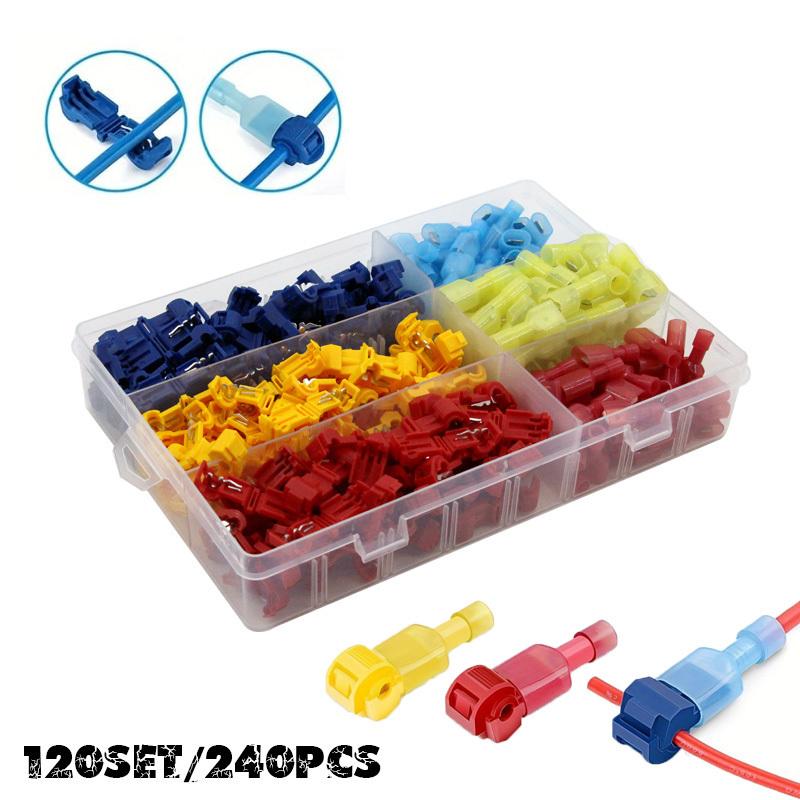 

240Pcs/120Sets T Type Crimping Terminal Blocks Quick Wire Connector LED Lights Wire Connection Non Destructive No Breaking Line