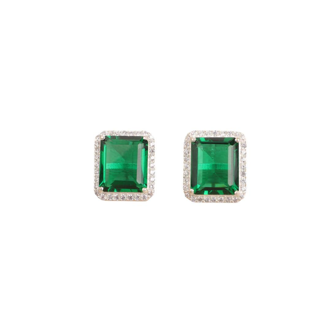 Chrome Diopside Gemstone 925 Sterling Silver Jewelry Zircon Stud Earrings 0.57" CZE-6-7