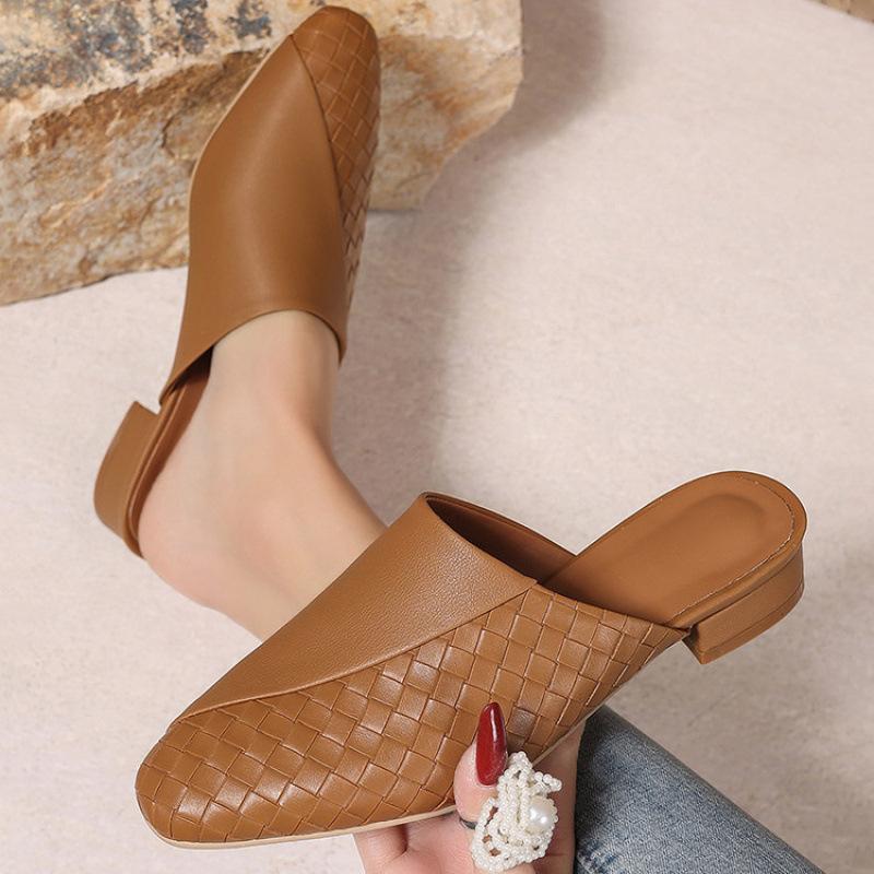 Neue Damen-Taschen-Kopf-Slipper rutschfeste Übergrößenschuhe beliebt in Europa und Amerika 2025 goldene flache coole Slipper Damen