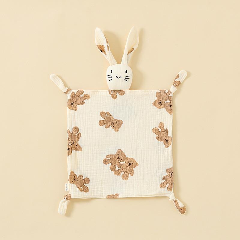Baby Animal Cotton Swaddle With Plush Rabbit Toy For Sleep And Comfort