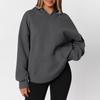 Women's  Fashion Zipper Hoodie Long Sleeve Hooded Pullover Sweatshirt Casual Solid Color Tops With Pockets