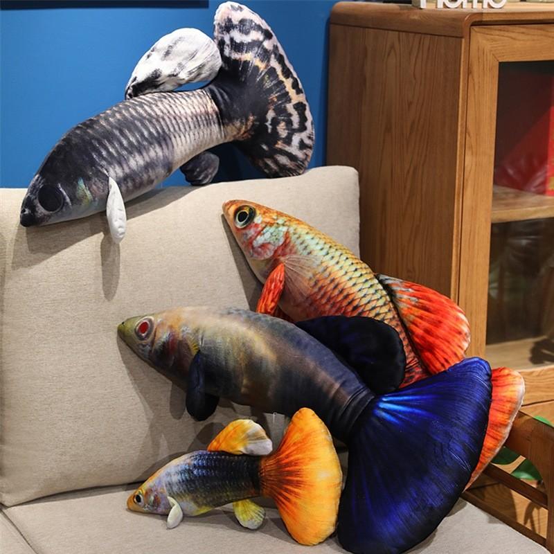 Colored Guppy Simulated Carp Filled Toy For Room Decoration And Cat Play