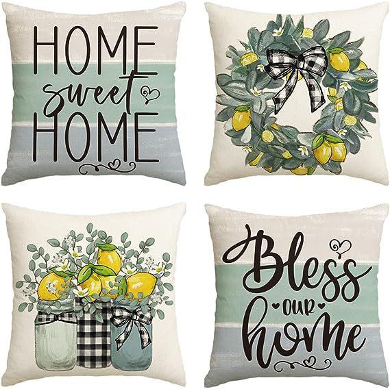 Autumn Thanksgiving Pillow Cover Set of Four Pumpkin Car Decoration Cushion Back Cover