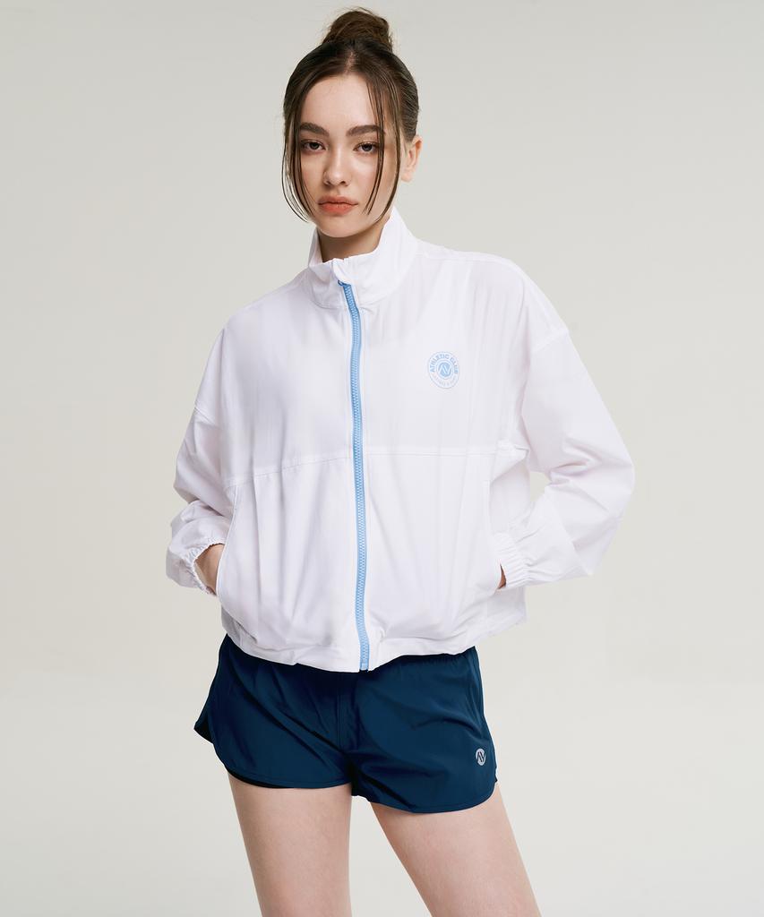 Leijibi [Set] Cool Touch Crop Loose Fit Women'S Zip-Up Rash Guard + Swim Pants Set (4 Colors)