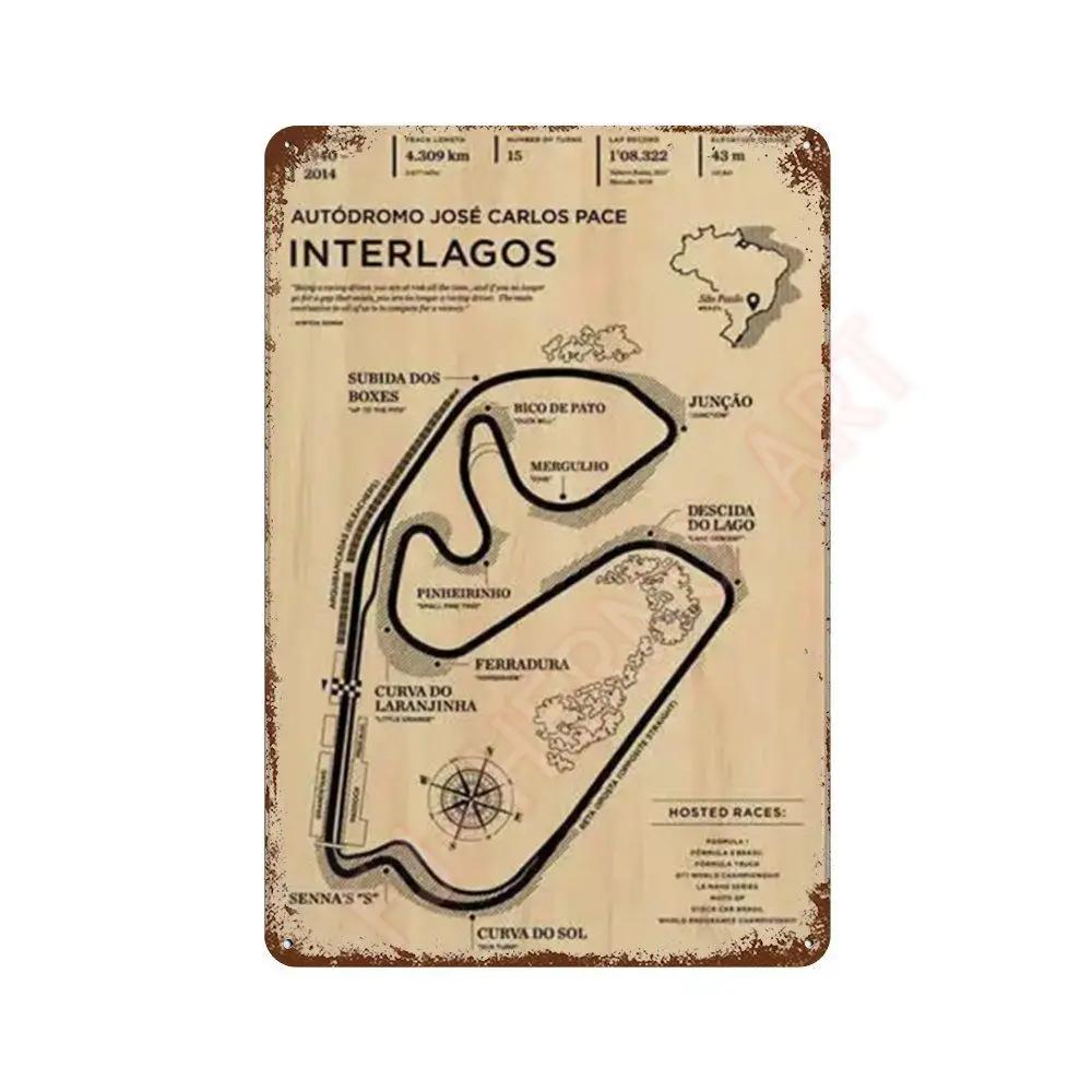 Vintage F1 Formula Racer Poster Metal Tin Sign Plaque Aesthetics Racing Monaco Grand Prix Circuit Track Wall Art Home Room Decor
