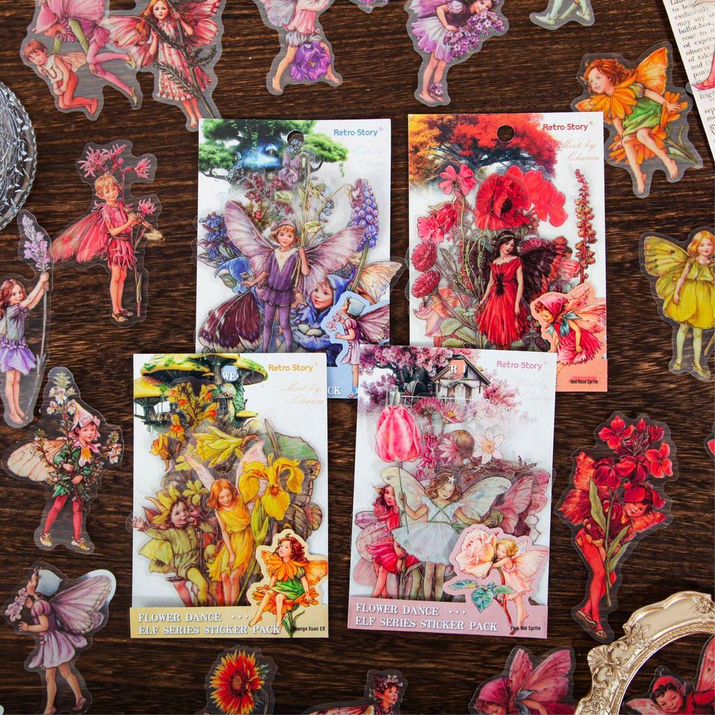 RetroStoryPET Bloemenspookje Stickers: Retro Journal & Collage Decoratie