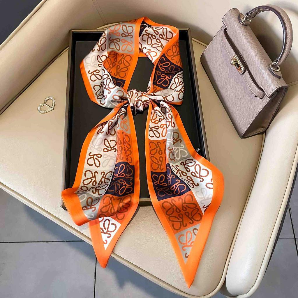 Art French Polka Dot Long Silk Scarf Femininity Versatile High Sense Spring and Autumn New with Shirt Scarf Belt
