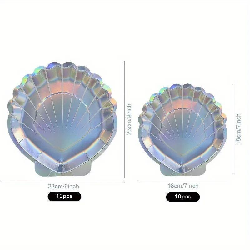 10Pcs New Laser Colored Shell Disposable Paper Tray Birthday Party Decoration Supplies Irregular Paper Tray Tableware Wholesale