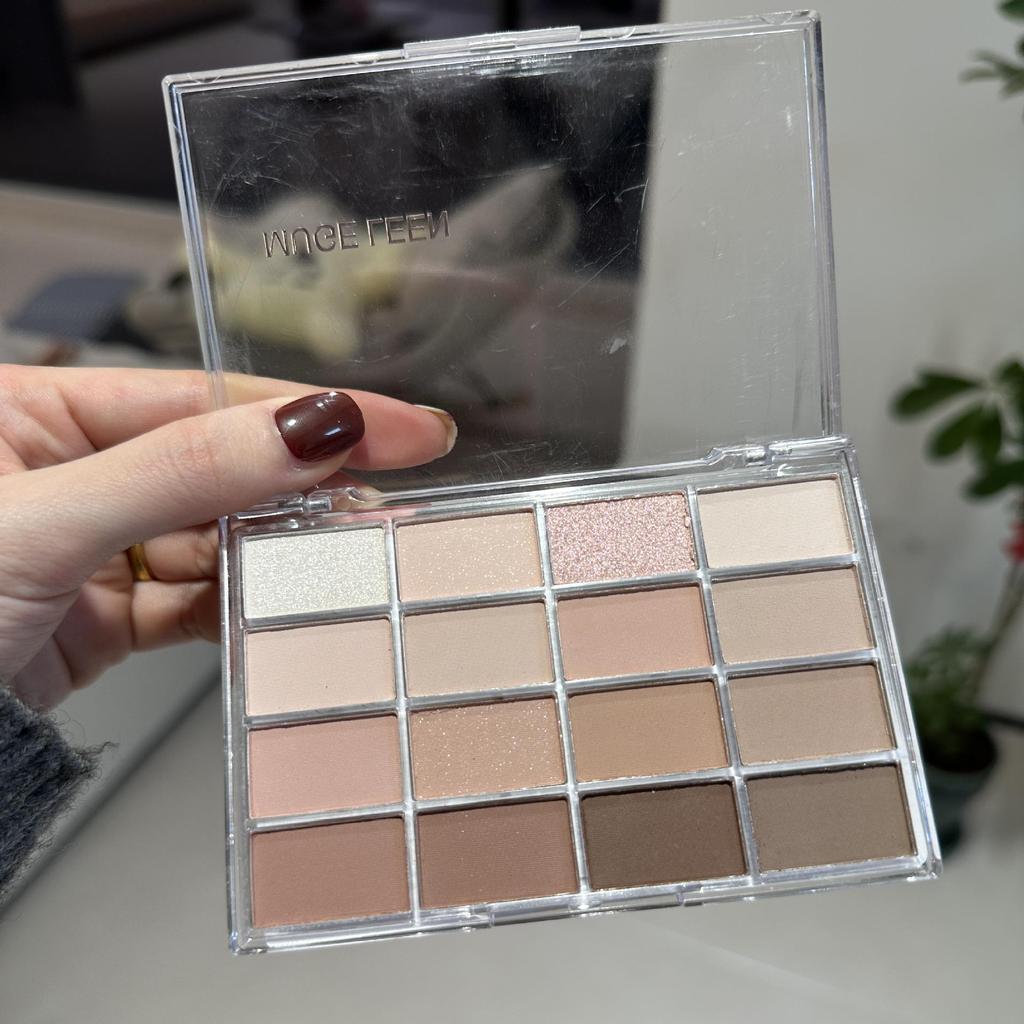 Awaken Sixteen Matte & Shimmer Eyeshadow Palette: Earth Tones, Korean Style, Low Saturation