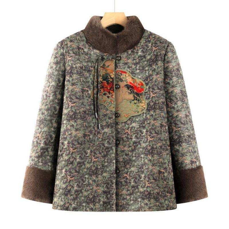 

Зимняя хлопковая одежда с подкладкой для пожилых людей, темпераментный топ, хлопковая куртка с подкладкой для пожилых людей, бархатное и утепленное пальто для пожилых людей. 5XL [recommended 150-80kg] зелёный