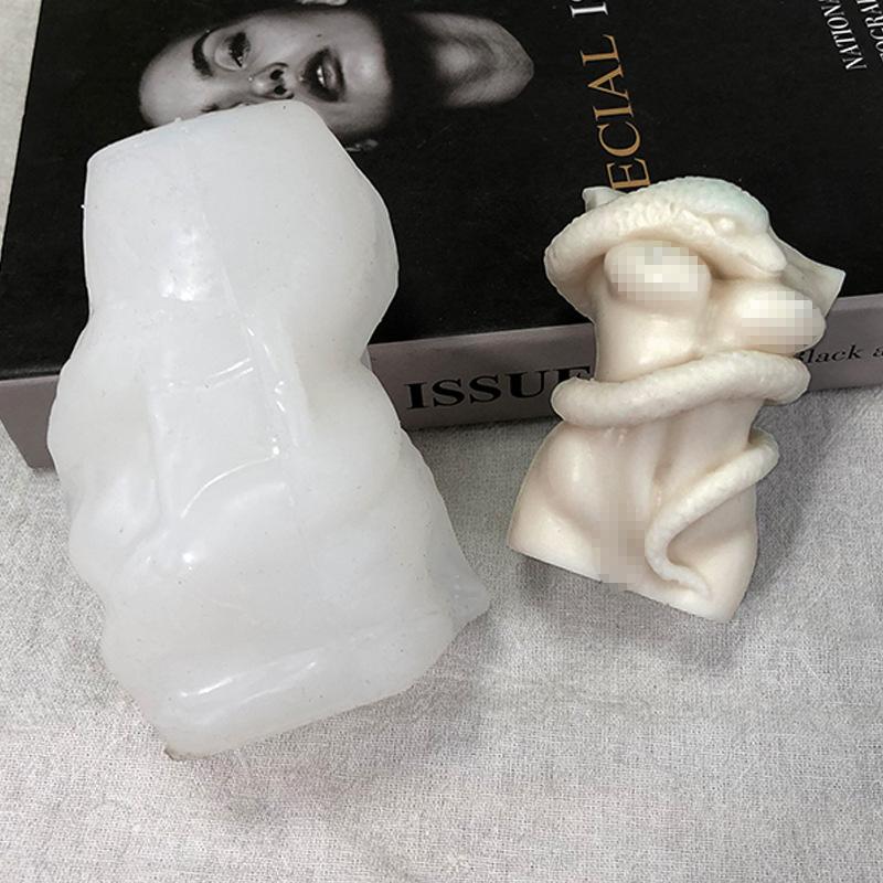 DIY Female Body Snake Candle Silicone Mold Greek Mythology Human Animal Shape Statue Soap Gypsum Resin Ice Cube Mould Home Decor
