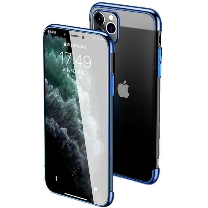 Coque de Protection - PROSHOP - iPhone 12 Pro Max - Souple - Gel Silicone - Chromé Bleu