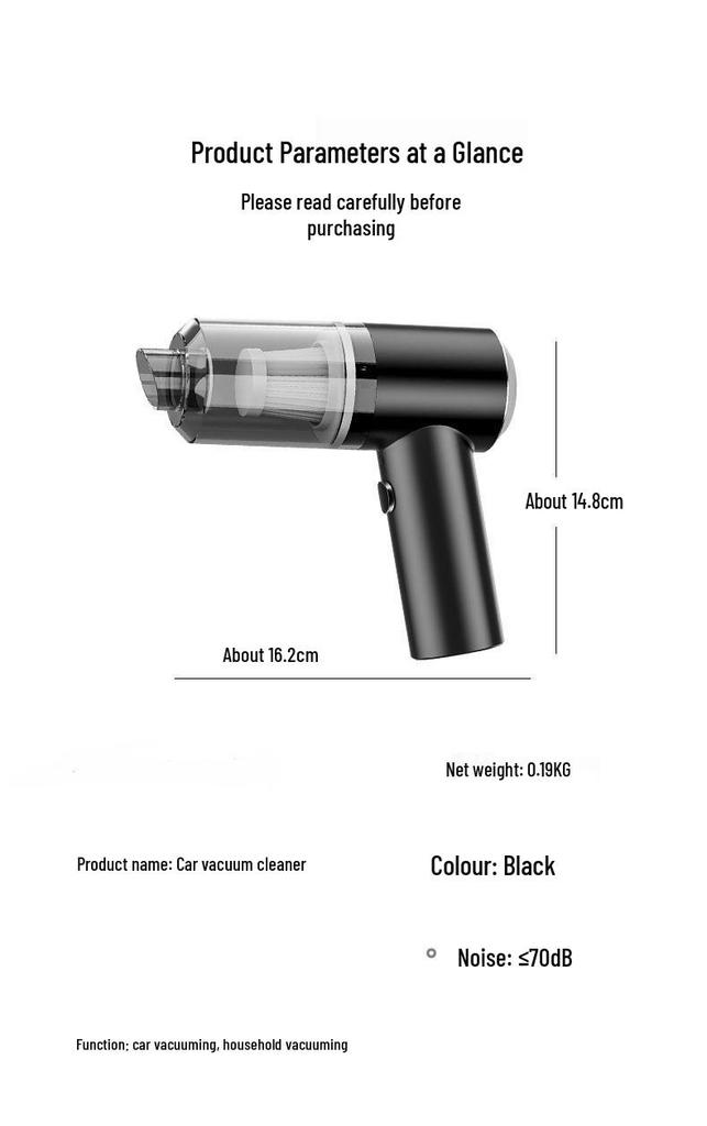 High Suction Mini Wireless Handheld Car & Home Vacuum Cleaner - Ultra-Quiet