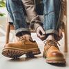 3191 Herren Kurzstiefel Low-Top Britisches Leder Retro Arbeitsschuhe Lässig Dicksohlig Abriebfest Outdoor Bergsteigen Herrenschuhe