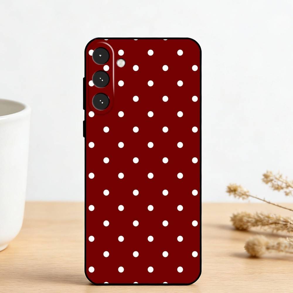Coque de téléphone à pois style V-Vintage pour Samsung Galaxy A73, A72, A71, A70, A53, A52, A51, Autres Housse souple noire