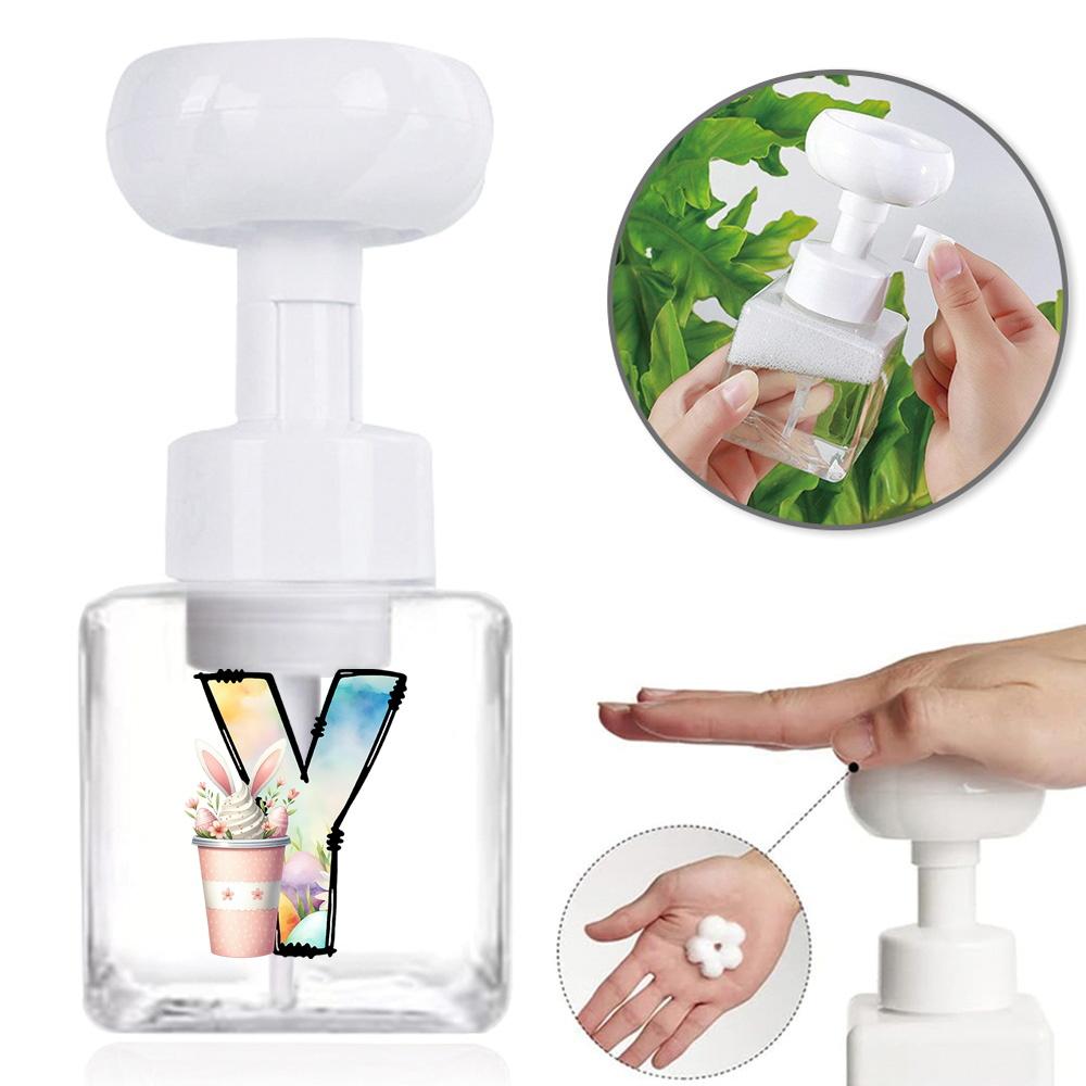 250ml Square Flower Foam Bottle 2026 Soccer Refillable Lotion Container Leakproof Travel Pump Bottle for Skincare Sports Fan Gif
