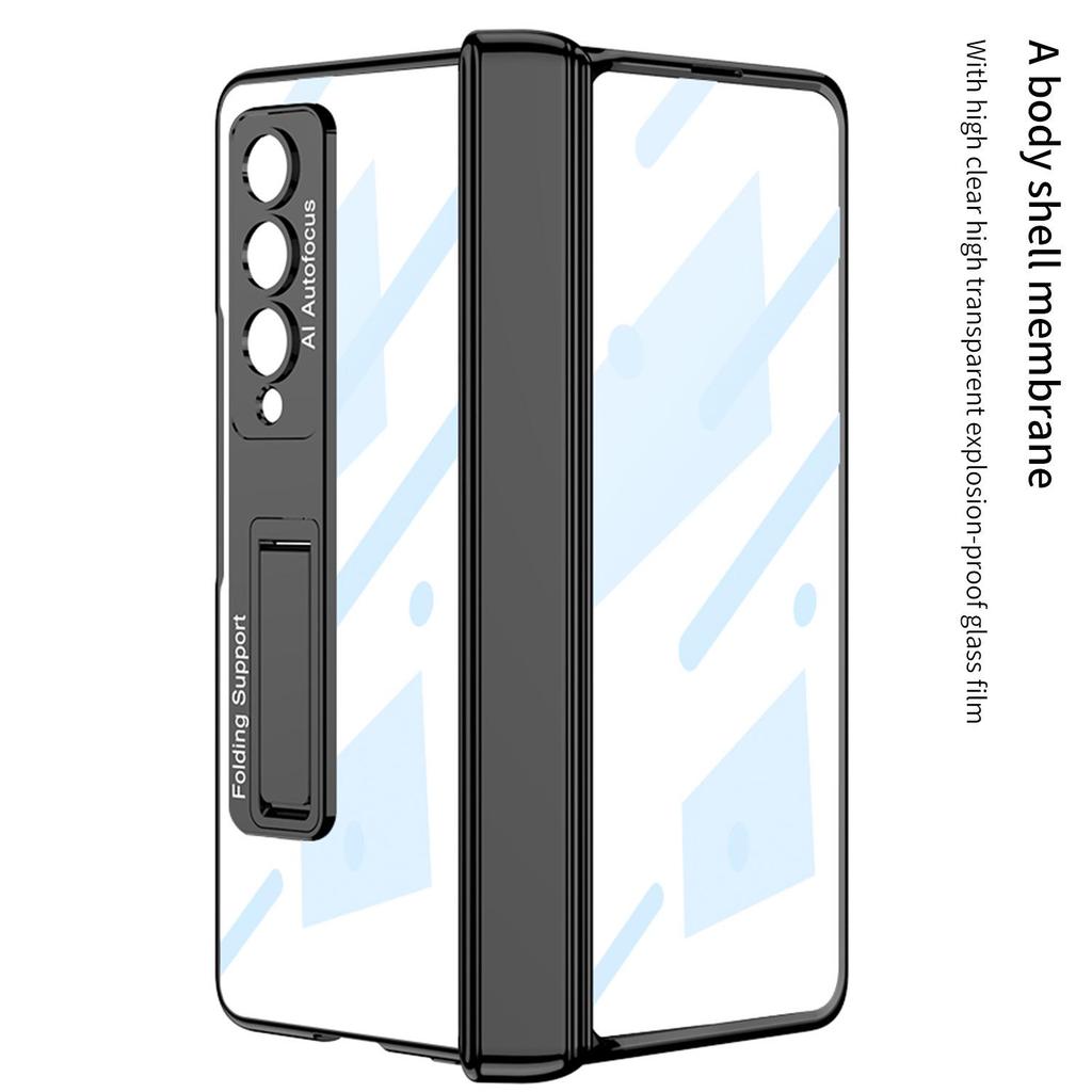 Samsung Z Fold 4 Transparent Magnetic Stand Case with Electroplated Phantom Design