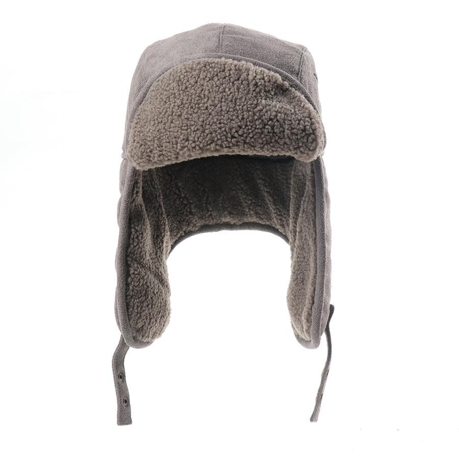 Winter Velvet Thickened Embroidery Warm Lei Feng Hat Flip Lamb Wool Outdoor Riding Windproof Hat Cold Ear Protection Hat