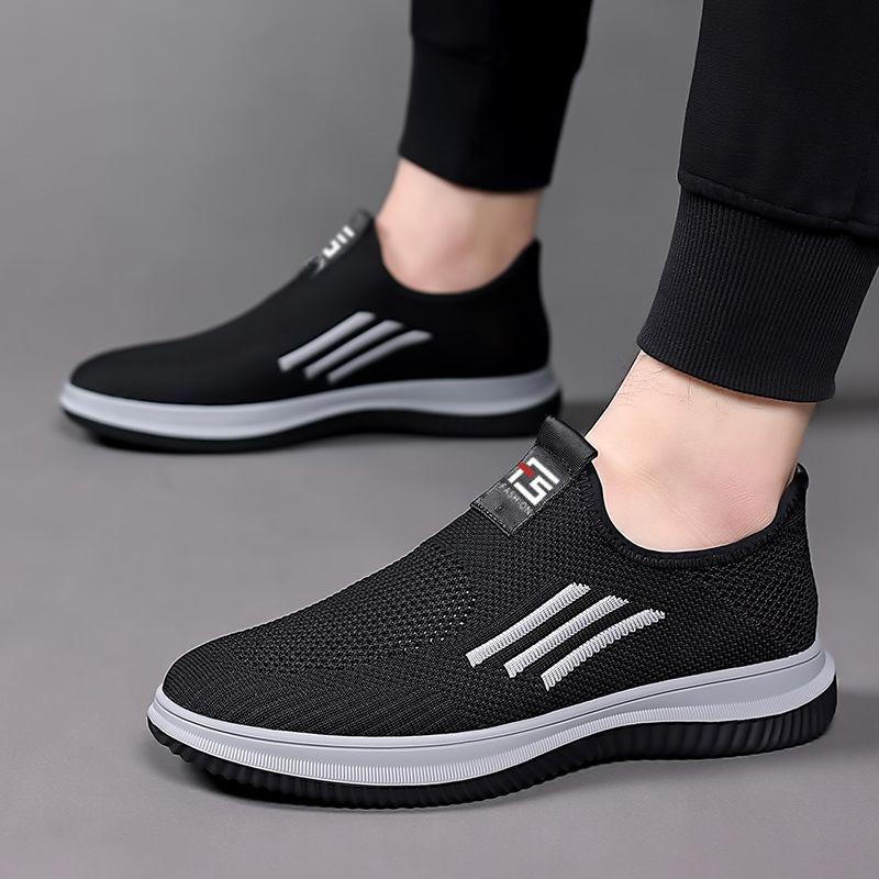 Men's shoes comfortable lazy shoes casual shoes men's flying woven mesh breathable sports shoes
